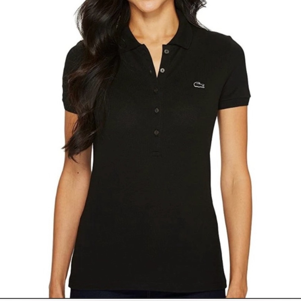 Lacoste Women's Black Polo Button Down Shirt